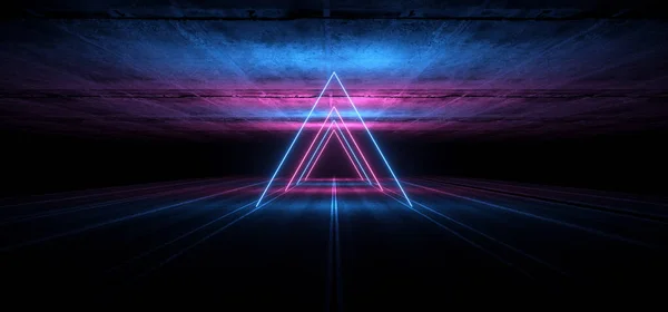 Asfalt Road Sci Fi Futurystyczny Neon świecący Laser Show Tunnel Co — Zdjęcie stockowe