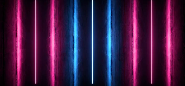 Neon Glowing Purple Blue Laser Show Concrete Wall Dark Grunge Ni