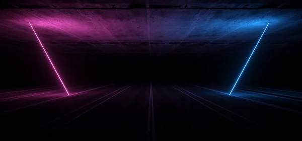 아스팔트 도로 Sci Fi futuristic neon ezing laser show tunnel Co — 스톡 사진