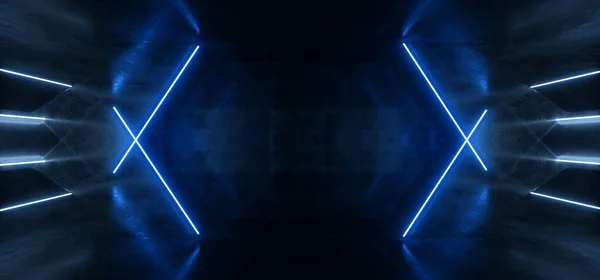 コンクリート中の青い光るレーザー光｜Alien Scie Fi Futuristic電磁波 — ストック写真