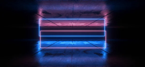 Neon Glowing Sci Cyber Synth Wave Purple Blue Rectangle Frames — 스톡 사진