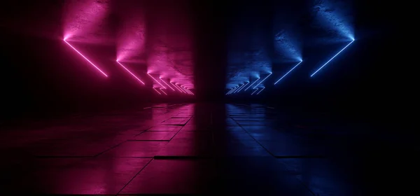 Neon Glödande Sci Glödande Lila Blå Futuristiska Laserstrålar Studsar Mörk — Stockfoto