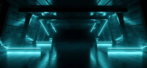 Neon Işıldayan Bilim Kurgu Parlayan Uzaylı Geleceğin Lazer Işınları Karanlık — Stok fotoğraf