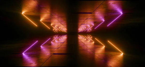 Neon Glowing Sci Glowing Purple Orange Futuristic Laser Beams Bouncing — 图库照片