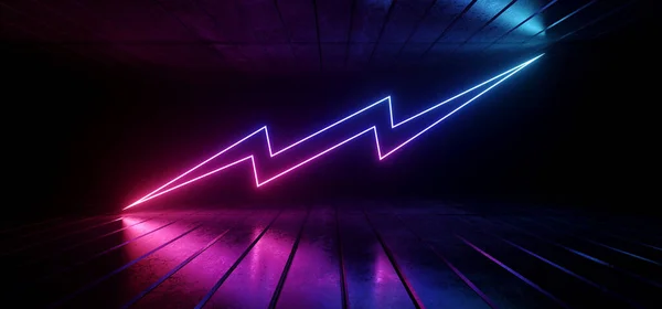 Retro Synth Laser Neon Tunnel Modern Sci Futuristic Thunder Bolts — Stock Photo, Image