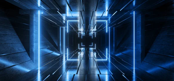 Neon Lézer Zár Mint Keret Négyszög Kék Sci Futurisztikus Izzó — Stock Fotó