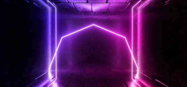 Sci Futuristic Concrete Grunge Dark Warehouse Cyber Purple Blue Laser — Photo