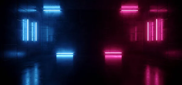 Neon Glowing Retro Modern Synth Wave Garage Tunnel Corridor Purple — Foto de Stock