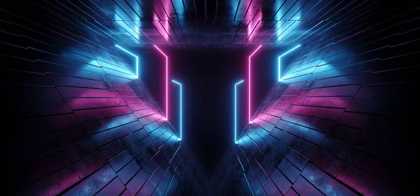 Driehoek Neon Laser Sci Futuristische Blauw Paars Alien Cyber Retro — Stockfoto