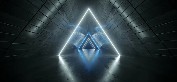 Triangle Neon Laser Sci Futuristic Blue White Cyber Retro Modern — Stock fotografie