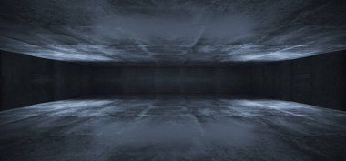 Grunge Beton Çimento Modern Minimalist Garaj Salonu Hangar Deposu Boş Grunge Beyaz Parlayan Boş Arkaplan Zarif Yeraltı 3D Görüntü