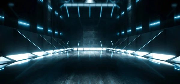 Sci Alien Spaceship Glowing Blue Realistic Reflective Futuristic Cyber Virtual — 스톡 사진