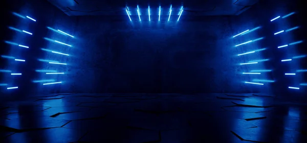 Modern Neon Lazer Mavi Parlak Bilim Kurgu Grunge Beton Beton — Stok fotoğraf