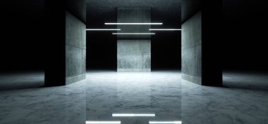 Sert Grunge Beton Çimento Yeraltı Otoparkı Otomobil Gösterisi Hangar Stüdyosu Parlak Taş Döşeme Boş Arkaplan 3D Görüntü