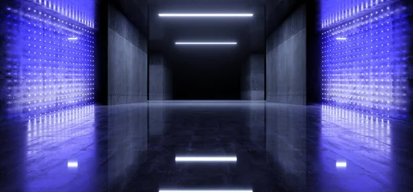 Sci Futuristic Modern Parking Néon Lumineux Laser Violet Bleu Ciment — Photo