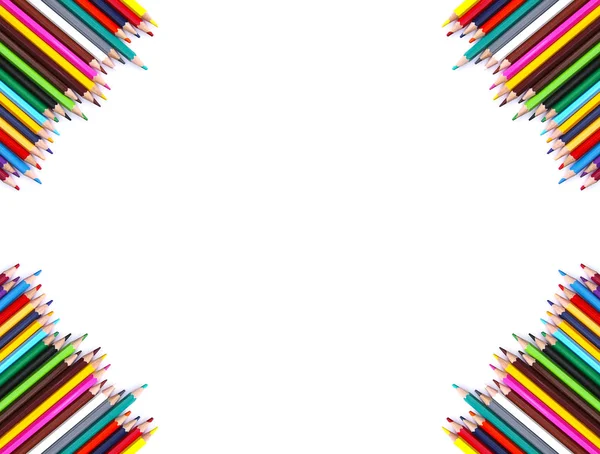Lápis Coloridos Brilhantes Sobre Fundo Branco Volta Aos Elementos Design — Fotografia de Stock
