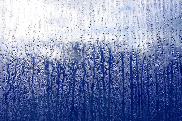 Textura Gotas Lluvia Sobre Superficie Transparente Húmeda Vidrio Nublado —  Fotos de Stock