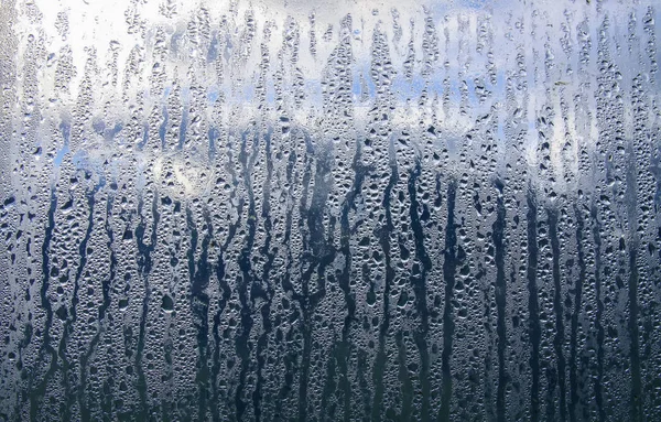 Textur Von Regentropfen Auf Nasser Transparenter Oberfläche Vernebeltes Glas — Stockfoto