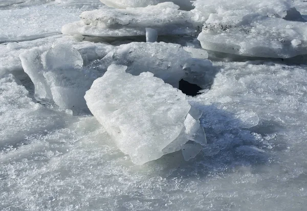Led Zamrzlé Řece Zimě Zblízka — Stock fotografie