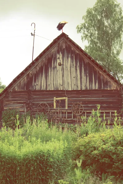 Festői Lövés Régi Pajta Épületek Lettországban Vintage Tónusú Kép — Stock Fotó