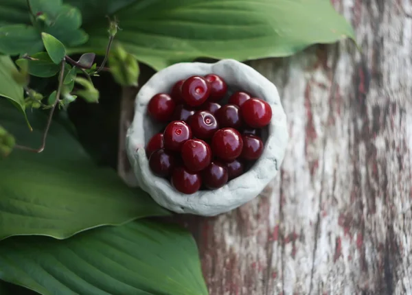 Red Ripe Fresh Cherries Close Outdoors — Stock Photo, Image