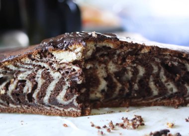 Çikolatalı kek parçası yakın çekim