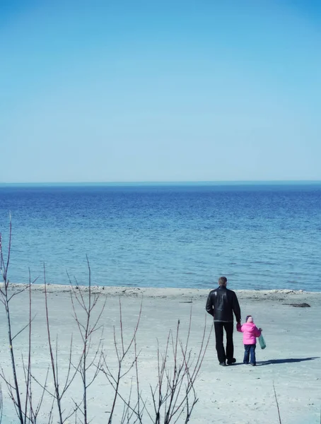 Man His Daughter Beach — Foto de Stock