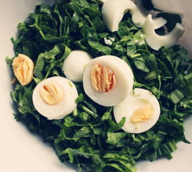 Green Salad with eggs and spinach
