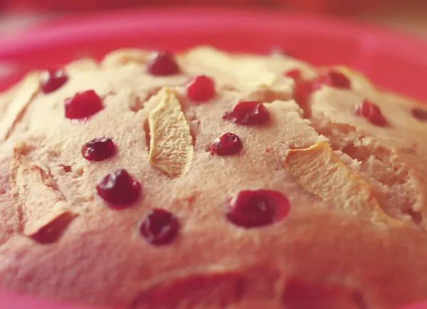 Sweet Homemade Cake Cranberries Close — 스톡 사진