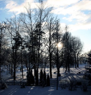 Riga, Letonya, Doğu Avrupa 'da kış manzarası