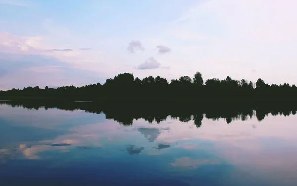 Lago Letonia Paisaje Por Noche — Foto de Stock