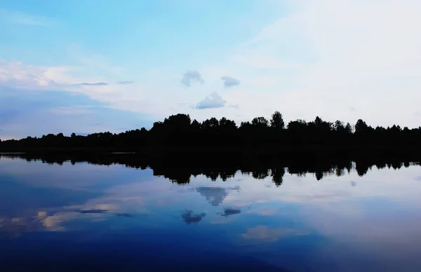 Lago Letonia Paisaje Por Noche — Foto de Stock