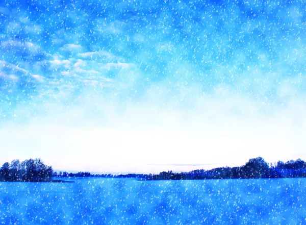 Paisagem Com Lago Congelado Letónia Europa Oriental — Fotografia de Stock