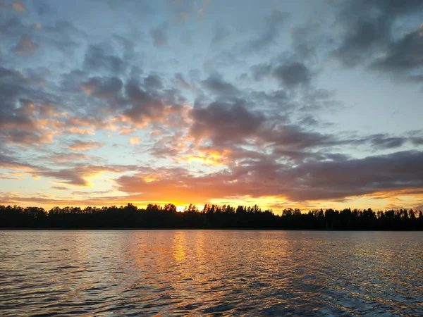 Calm Lake Surface Evening Latvia East Europe Summer Sunset Landscape — Stock Photo, Image