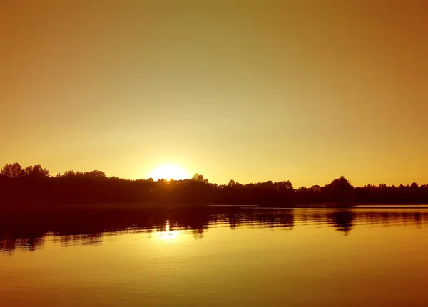 Calm Lake Surface Evening Latvia East Europe Summer Sunset Landscape — ストック写真
