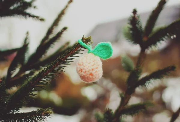 Vintage Christbaum Hintergrund Mit Handgemachtem Papier Spielzeug — Stockfoto