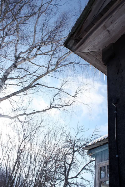 Fragmento Una Casa Rural Invierno — Foto de Stock