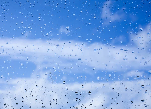 Wassertropfen Nach Regen Auf Fensterglasoberfläche — Stockfoto