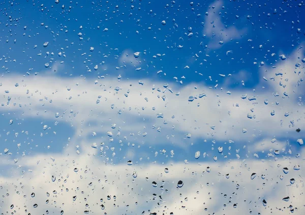 Wassertropfen Nach Regen Auf Fensterglasoberfläche — Stockfoto