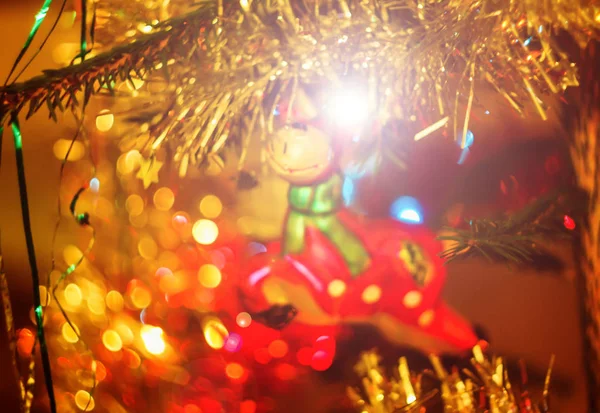 Arbre Noël Avec Décor Lumineux Sur Les Branches — Photo