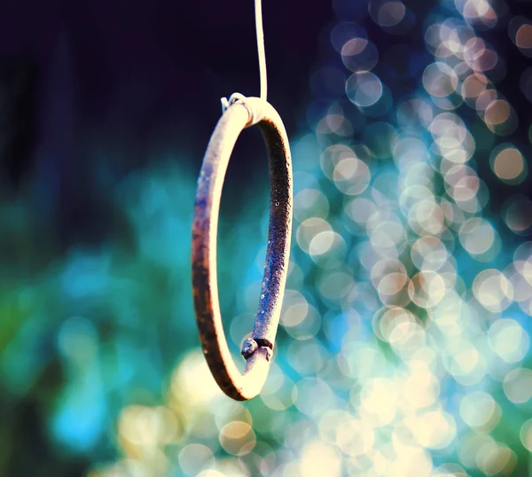 Closeup View Ring Blue Background — Foto de Stock