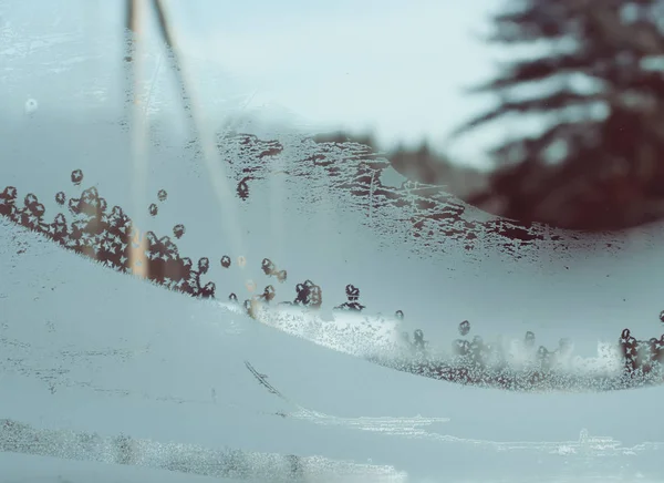 Sticlă Fereastră Congelată Ornamente Înghețate — Fotografie, imagine de stoc