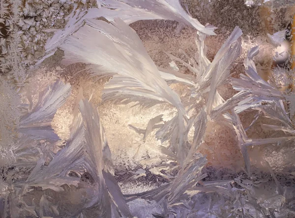 Sticlă Fereastră Congelată Ornamente Înghețate — Fotografie, imagine de stoc