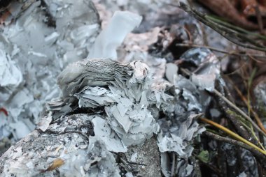 Yanan kömür açık havada.