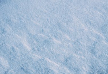 Güneşli kış gününde taze kar yüzeyi.