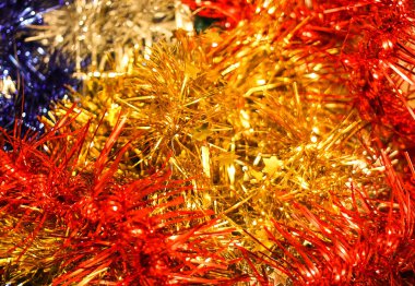 Noel dekoratif süslemeleriyle ışıl ışıl ışıl bir arka plan..