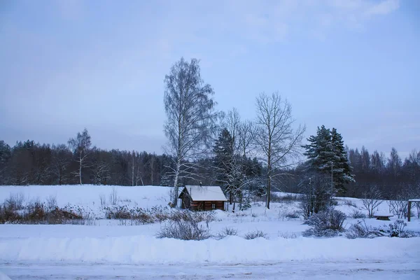 Zimowy krajobraz wsi. — Zdjęcie stockowe