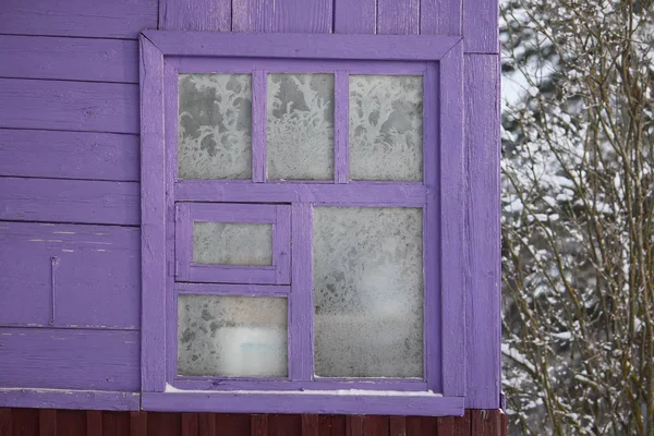 Frosty patterns on a window. — 스톡 사진