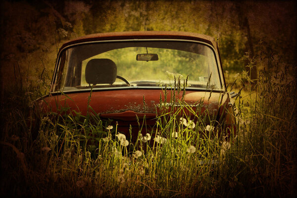 Vintage russian car in a field