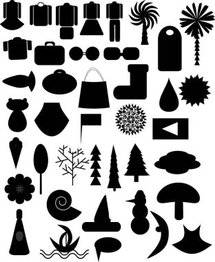 Web için farklı elementlerin siyah siluetleri